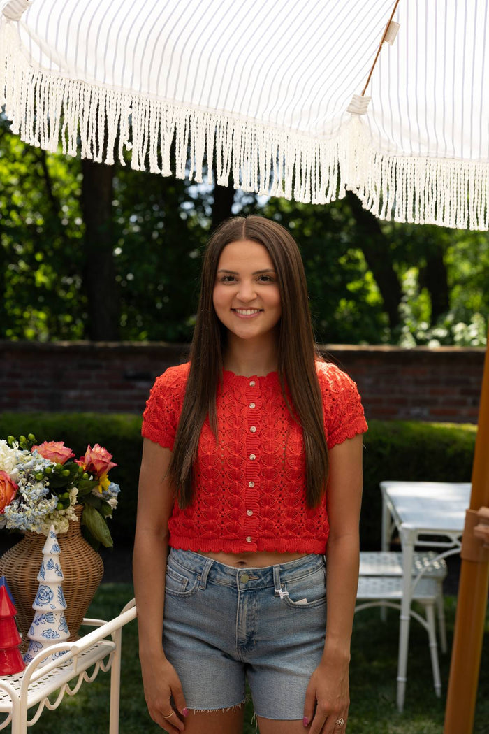 Cate Crochet Knit Cardigan Top