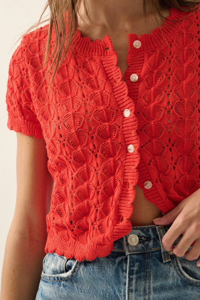 Cate Crochet Knit Cardigan Top