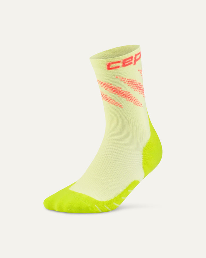 CEP Men's Run edt. Elliptic Socks Mid Cut - Lime/Neon Coral