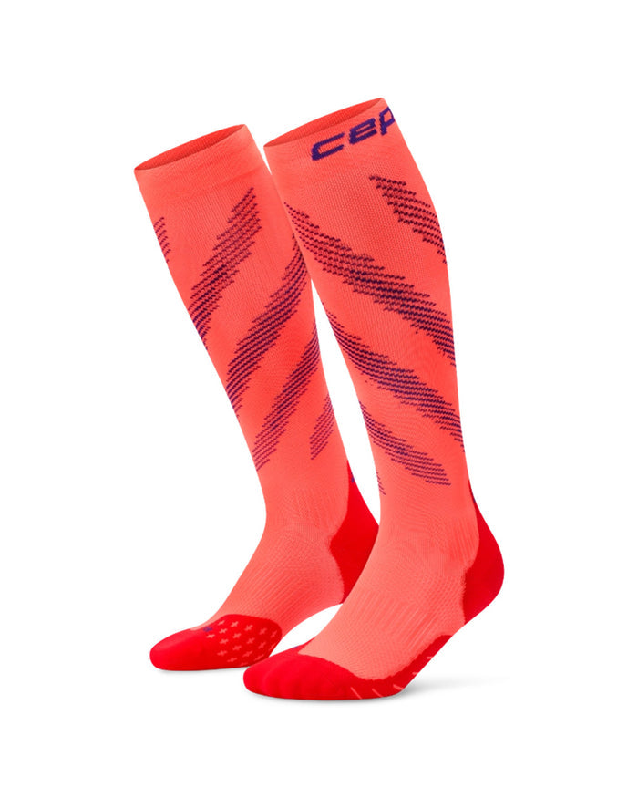 CEP Men's Run edt Elliptic Socks Tall - Neon Coral/Purple