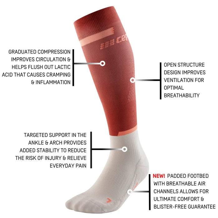 CEP Women's The Run Socks Tall v4 - Red/Off White