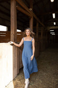 Ciara A-Line Denim Sleeveless Maxi Dress