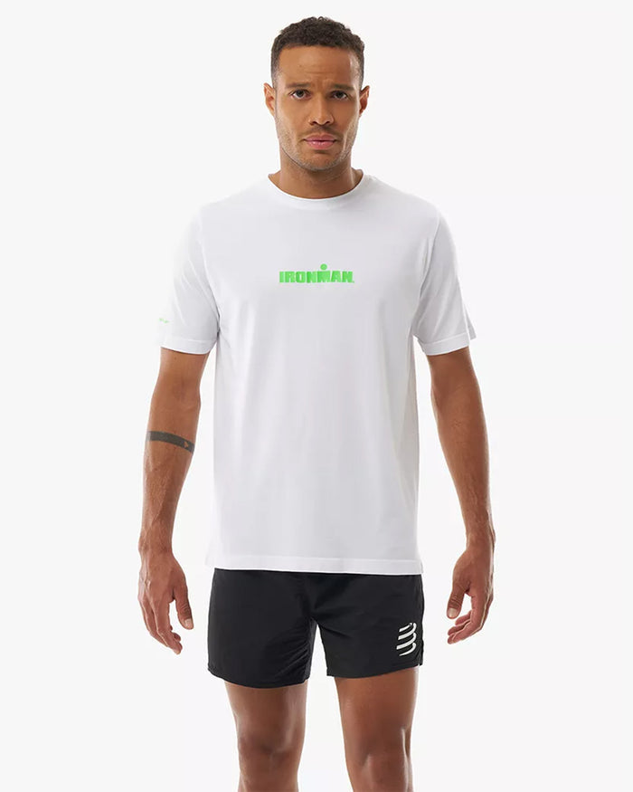 Compressport Men's Training SS Tshirt - Ironman 2026 - L1 - White/Neon Green