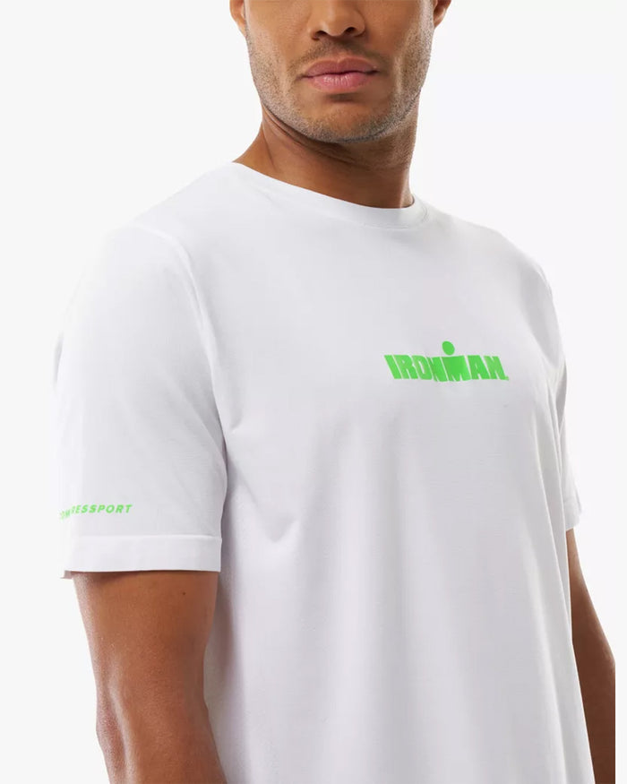 Compressport Men's Training SS Tshirt - Ironman 2026 - L1 - White/Neon Green