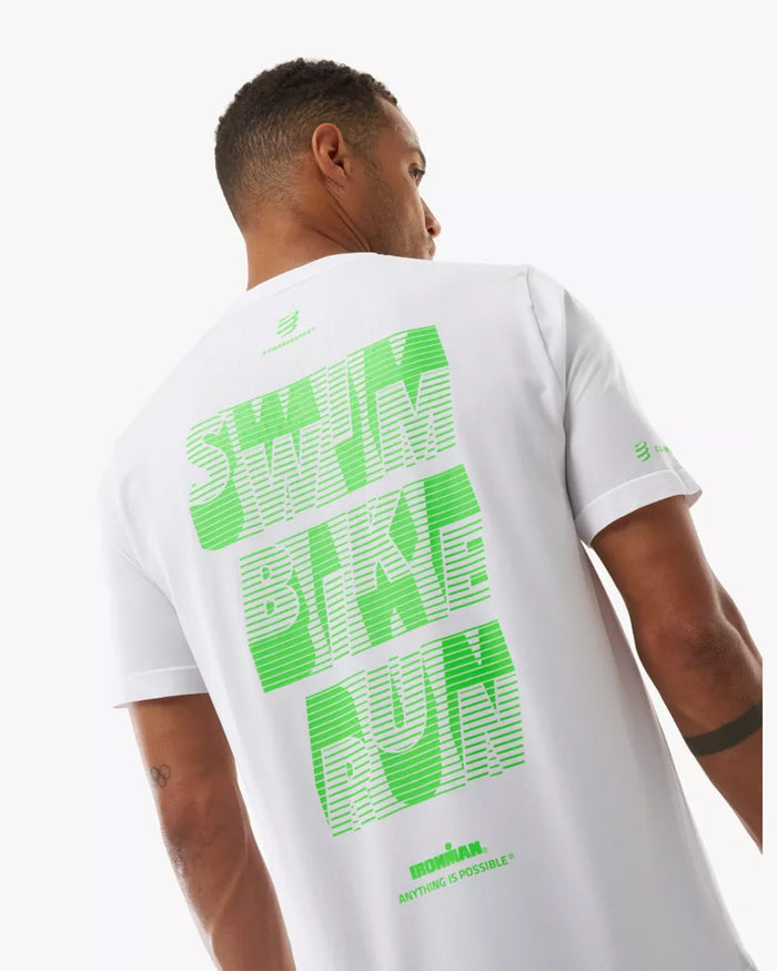 Compressport Men's Training SS Tshirt - Ironman 2026 - L1 - White/Neon Green