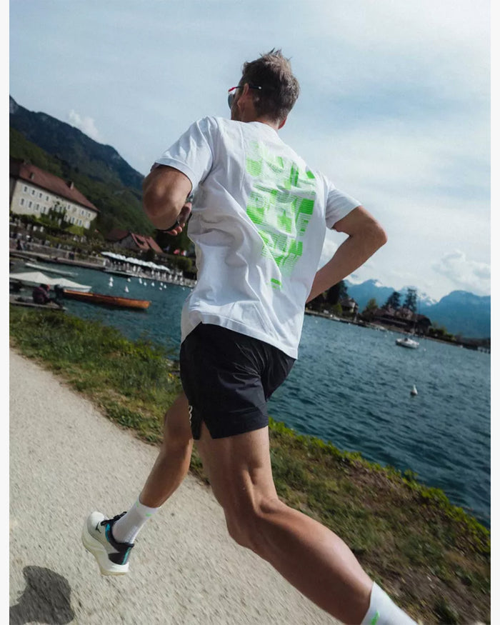 Compressport Men's Training SS Tshirt - Ironman 2026 - L1 - White/Neon Green