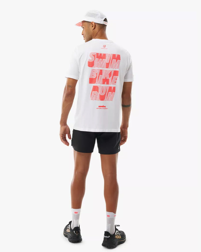 Compressport Men's Training SS Tshirt - Ironman 2026 - L1 - White/Neon Red