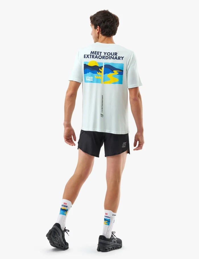 Compressport Men's Training SS Tshirt UTMB 2025 L1 - Ice Flow