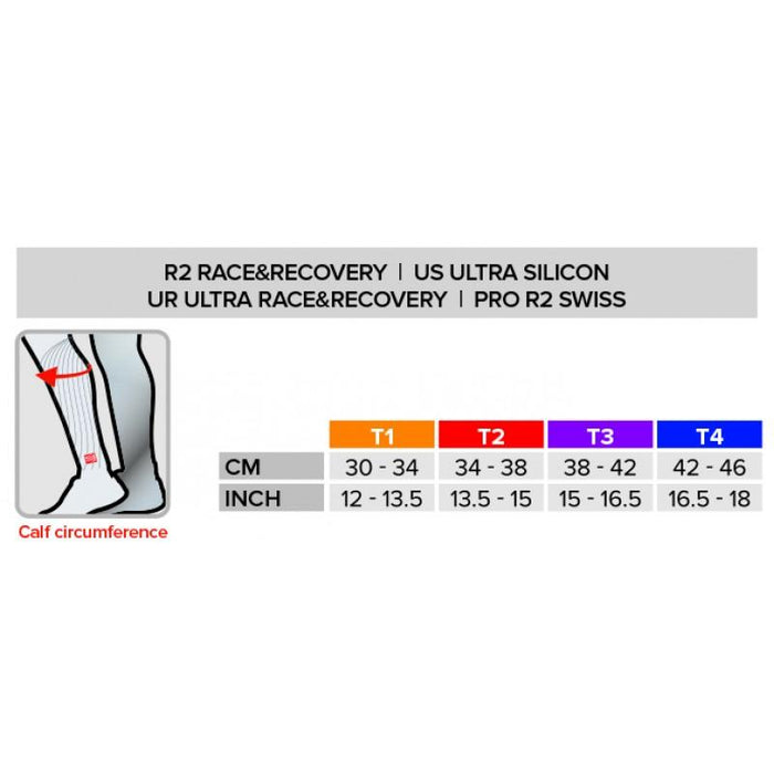 COMPRESSPORT R2 OXYGEN CALF SLEEVES (R2V2UL-00)- WHITE