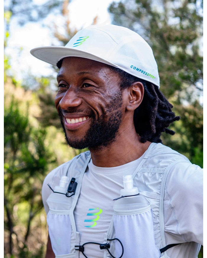 Compressport Unisex's 5 Panel Cap - Star White/Blue Green