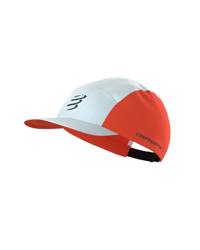 Compressport Unisex's 5 Panel Cap - Star White/Tigerlily