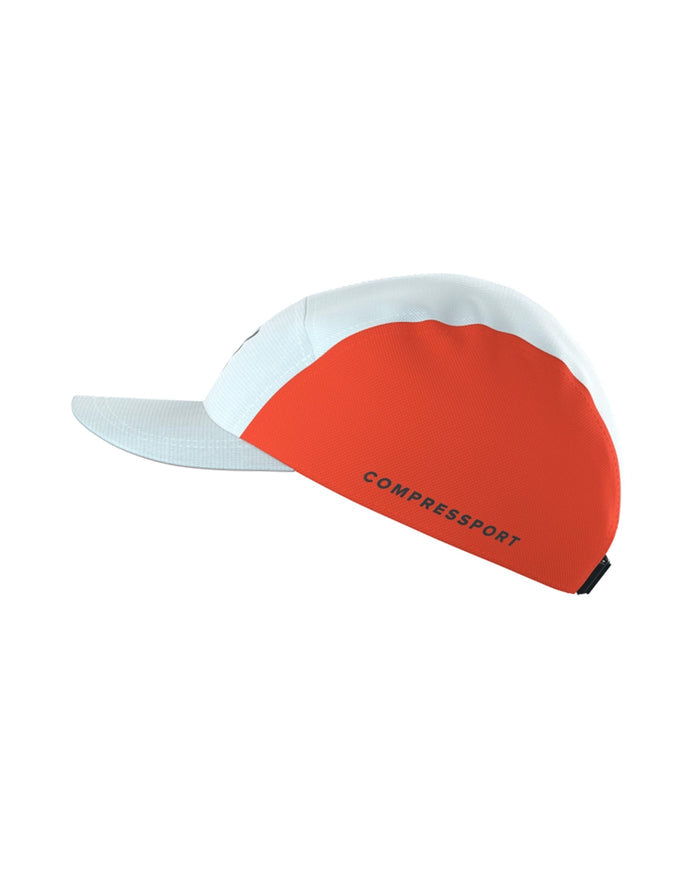 Compressport Unisex's 5 Panel Cap - Star White/Tigerlily