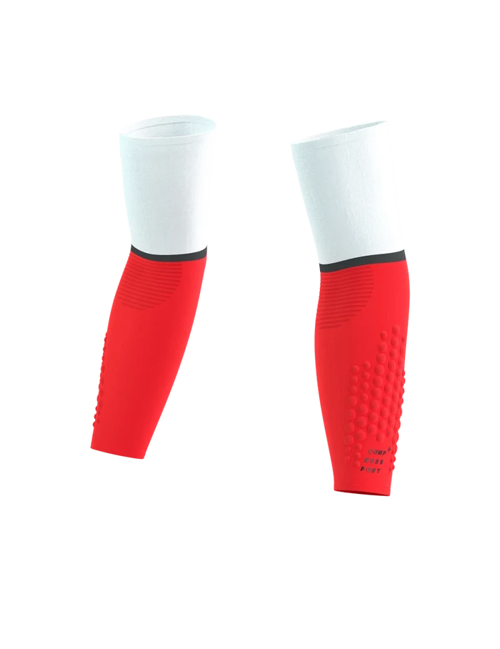 Compressport Unisex's ArmForce Ultralight - White/Fluo Red