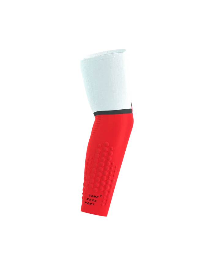 Compressport Unisex's ArmForce Ultralight - White/Fluo Red