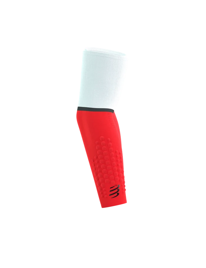 Compressport Unisex's ArmForce Ultralight - White/Fluo Red