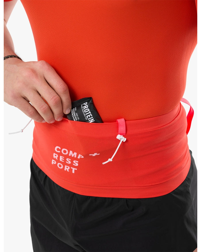 Compressport Unisex's Free Belt Pro - Tigerlily/Fluo Red