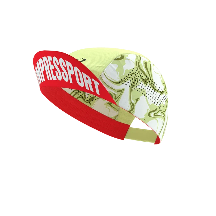 Compressport Unisex's Pro Racing Cap - Green Camo/Fluo Red