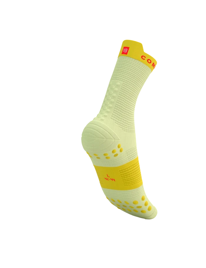 Compressport Unisex's Pro Racing Socks v4.0 Run High - Elf Yellow/Fluo Red