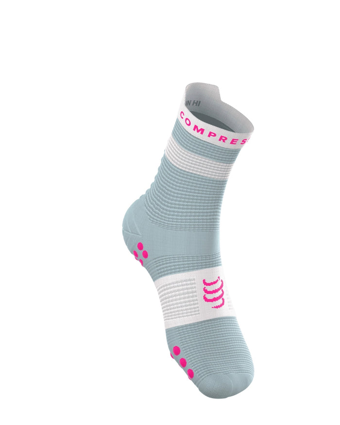 Compressport Unisex's Pro Racing Socks v4.0 Run High - Ether/Neon Pink