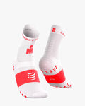 Compressport Unisex's Pro Racing Socks v4.0 Run High - Ironman 2026 - L1 - White/Neon Red