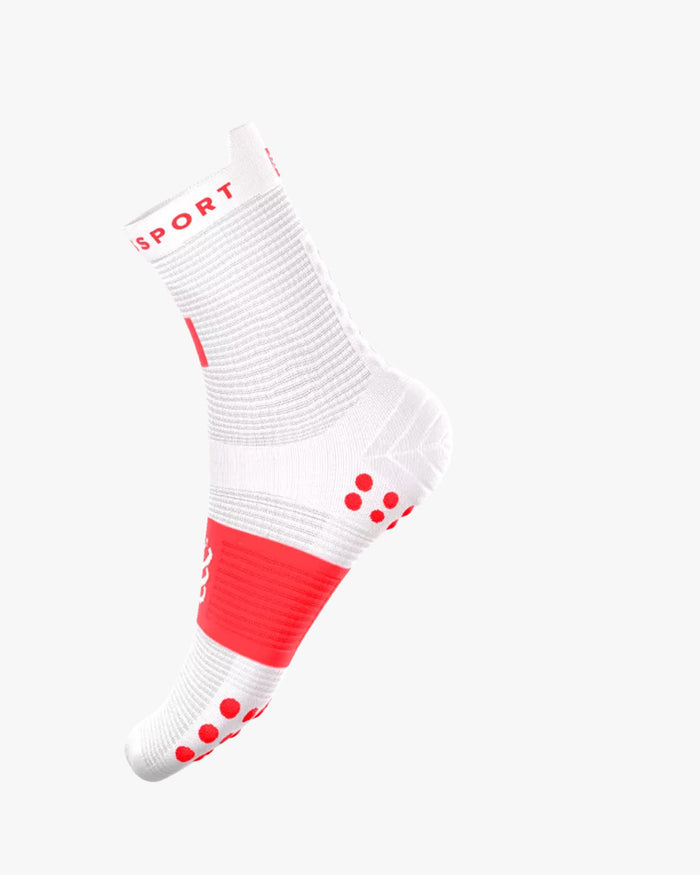 Compressport Unisex's Pro Racing Socks v4.0 Run High - Ironman 2026 - L1 - White/Neon Red