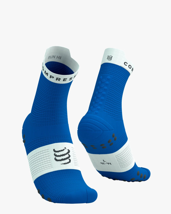 Compressport Unisex's Pro Racing Socks v4.0 Run High - Princess Blue/White