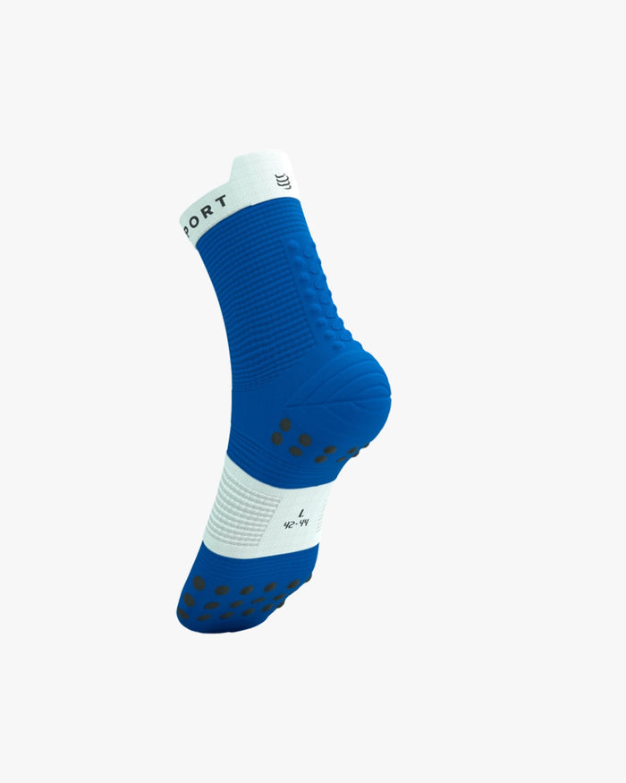 Compressport Unisex's Pro Racing Socks v4.0 Run High - Princess Blue/White