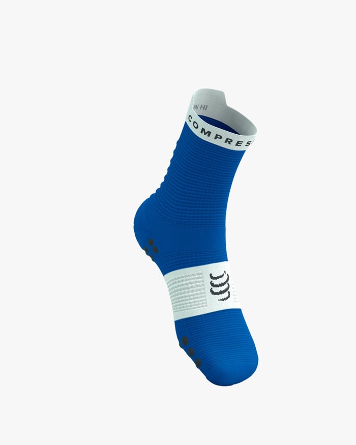 Compressport Unisex's Pro Racing Socks v4.0 Run High - Princess Blue/White
