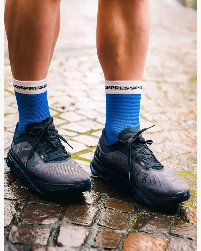Compressport Unisex's Pro Racing Socks v4.0 Run High - Princess Blue/White