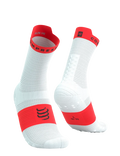 Compressport Unisex's Pro Racing Socks v4.0 Run High - White/Fluo Red