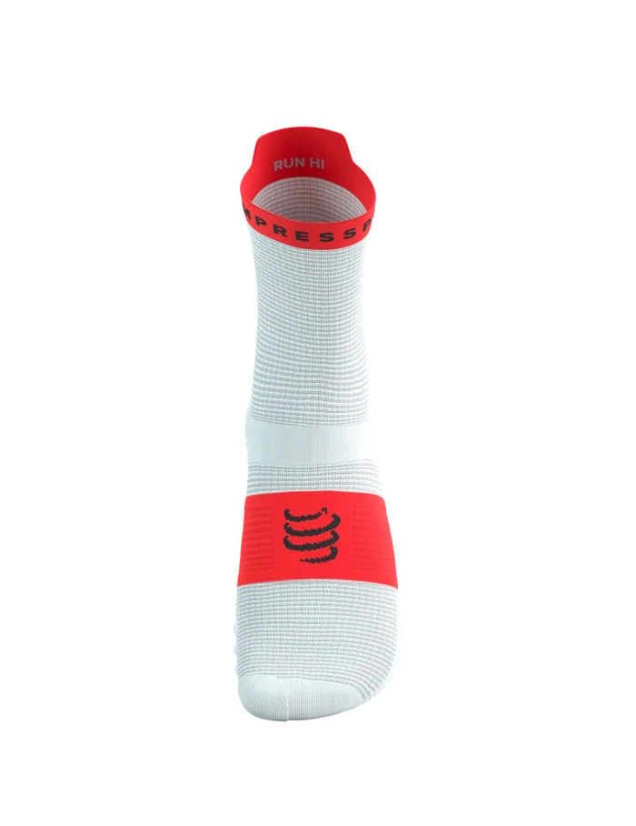 Compressport Unisex's Pro Racing Socks v4.0 Run High - White/Fluo Red