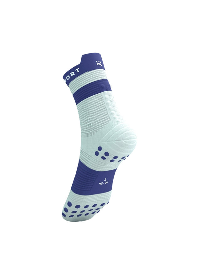 Compressport Unisex's Pro Racing Socks v4.0 Run High - White/Orient Blue