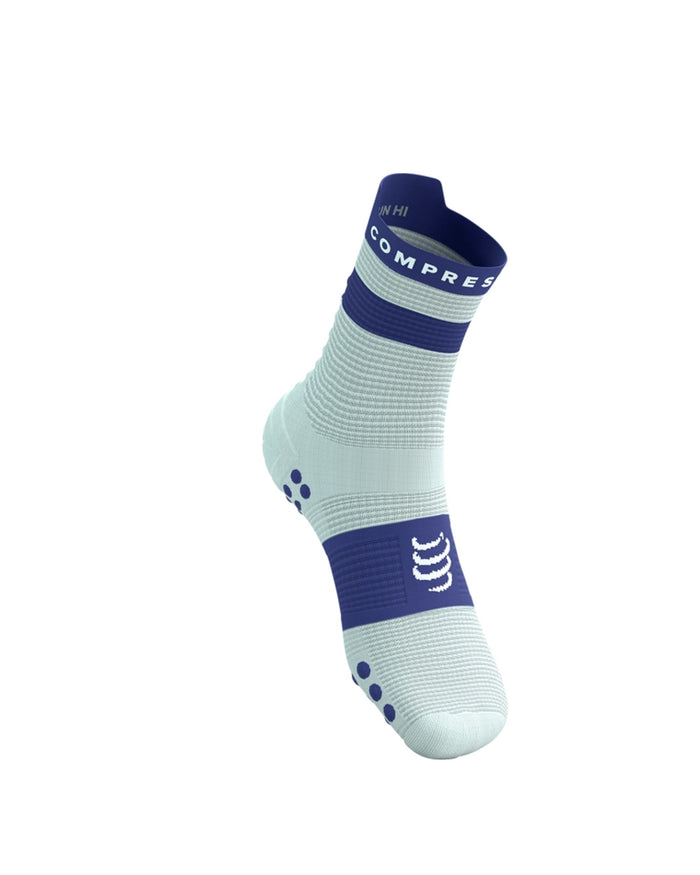 Compressport Unisex's Pro Racing Socks v4.0 Run High - White/Orient Blue