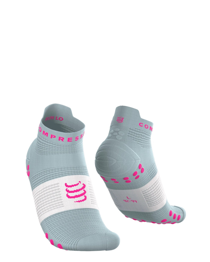 Compressport Unisex's Pro Racing Socks v4.0 Run Low - Ether/Neon Pink