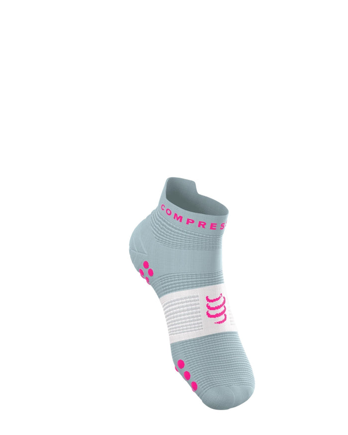 Compressport Unisex's Pro Racing Socks v4.0 Run Low - Ether/Neon Pink