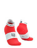 Compressport Unisex's Pro Racing Socks v4.0 Run Low - Fluo Red/White