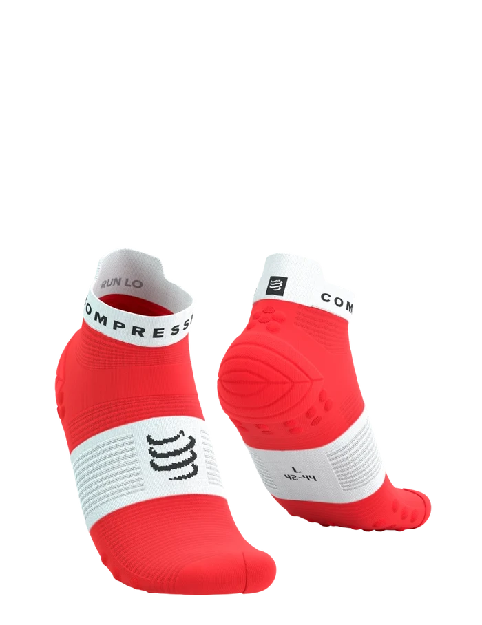 Compressport Unisex's Pro Racing Socks v4.0 Run Low - Fluo Red/White