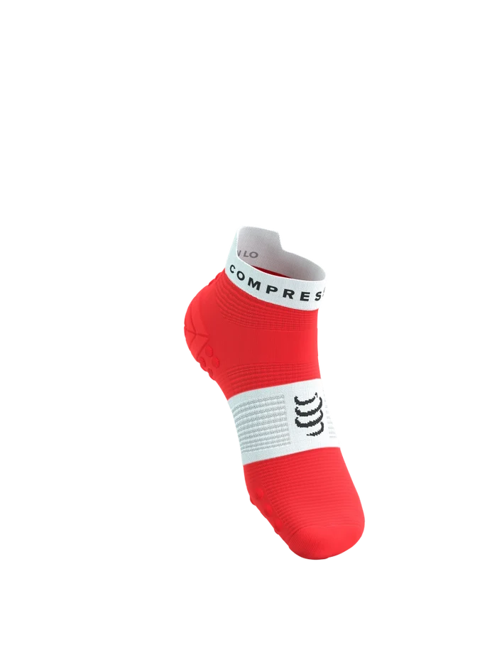 Compressport Unisex's Pro Racing Socks v4.0 Run Low - Fluo Red/White