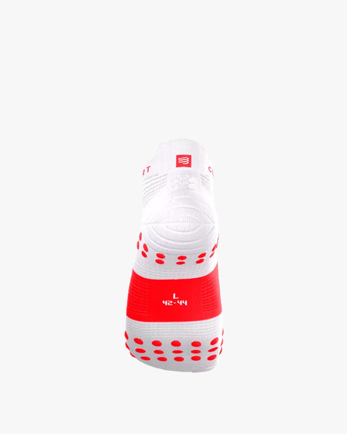 Compressport Unisex's Pro Racing Socks v4.0 Run Low - Ironman 2026 - L1 - White/Neon Red
