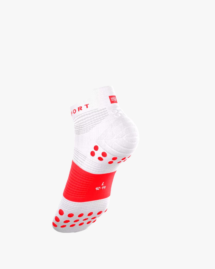 Compressport Unisex's Pro Racing Socks v4.0 Run Low - Ironman 2026 - L1 - White/Neon Red