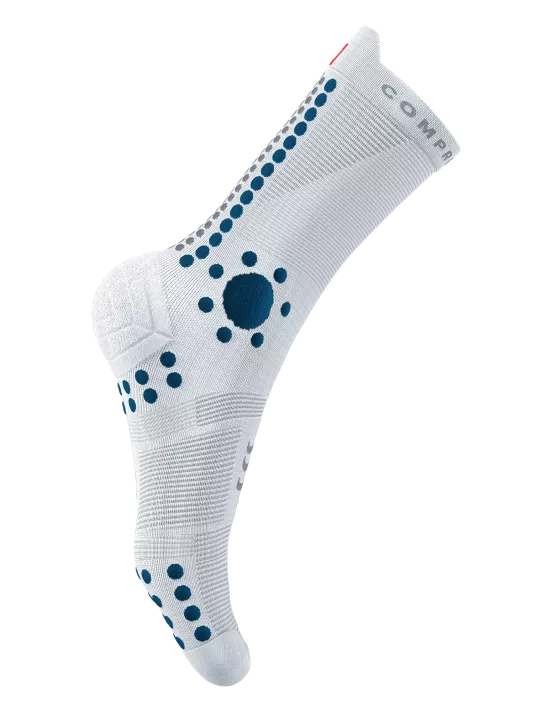 Compressport Unisex's Pro Racing Socks v4.0 Trail - White/Fjord Blue