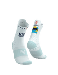 Compressport Unisex's Pro Racing Socks v4.0 Trail 360° print UTMB 2025 L1 - White/Ice Flow
