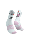 Compressport Unisex's Pro Racing Socks v4.0 Trail 360° print UTMB 2025 L1 - White/Roseate