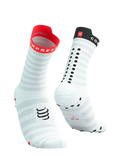 Compressport Unisex's Pro Racing Socks v4.0 Ultralight Run High - White/Fluo Red/Black