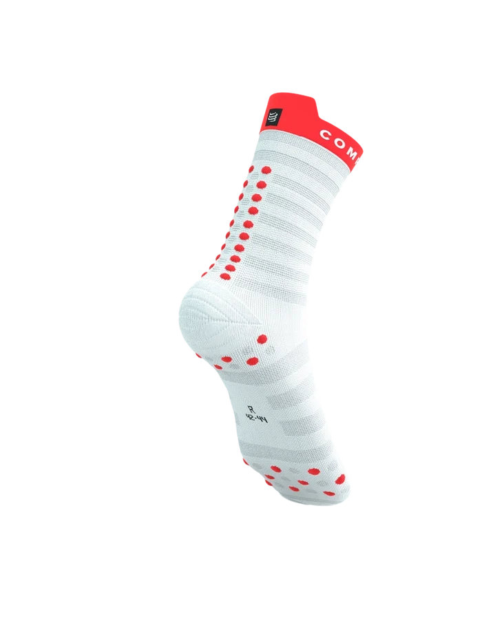 Compressport Unisex's Pro Racing Socks v4.0 Ultralight Run High - White/Fluo Red/Black