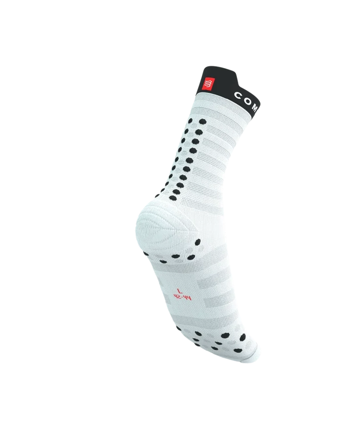 Compressport Unisex's Pro Racing Socks v4.0 Ultralight Run High - White/Fluo Red/Black