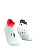Compressport Unisex's Pro Racing Socks V4.0 Ultralight Run Low - White/Fluo Red/Black