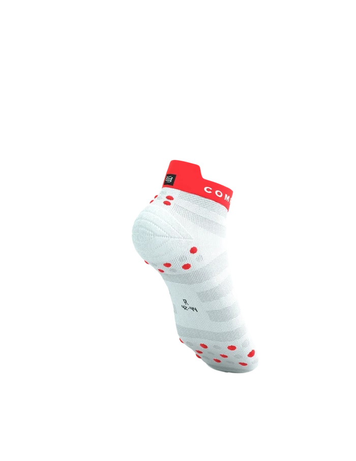Compressport Unisex's Pro Racing Socks V4.0 Ultralight Run Low - White/Fluo Red/Black