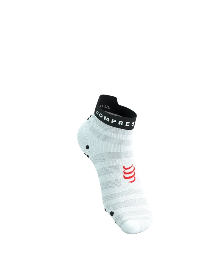 Compressport Unisex's Pro Racing Socks V4.0 Ultralight Run Low - White/Fluo Red/Black