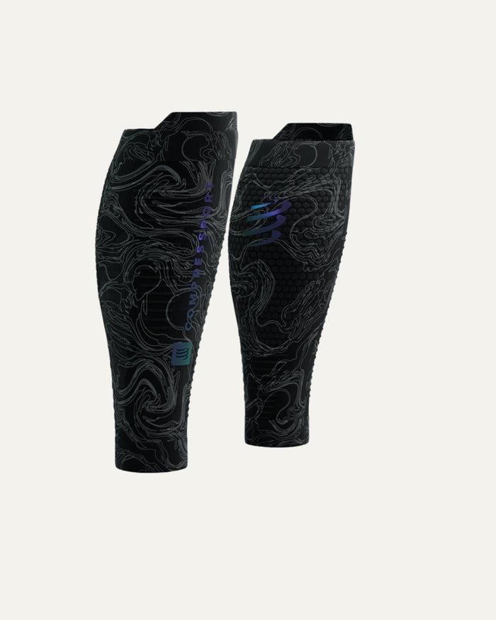 Compressport Unisex's R2 3.0 Calf Sleeves - Black/Aurora